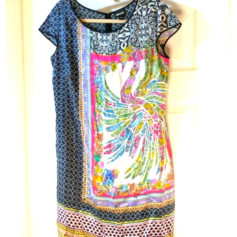 EUC Just Cavalli 100% silk dress back zip. P2P 18" length 36 1/2". (F)